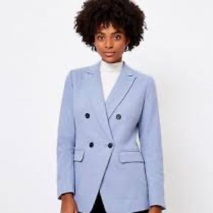Loft Melange Double Breasted Modern Blazer - Size 16 - Light Blue - NWT